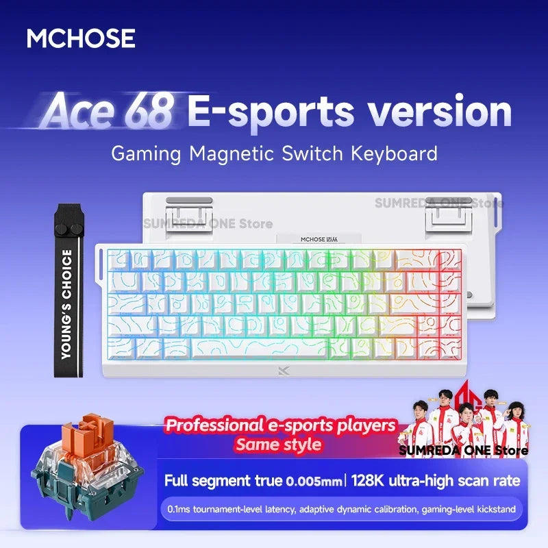 Mchose Ace 68/60 Pro Manyetik Gaming Klavye | 8K Hızlı Tetik | 0.005mm
