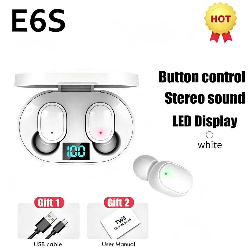 E6S TWS Dijital Göstergeli Bluetooth Kulaklık | Gürültü Engelleme | Mikrofon