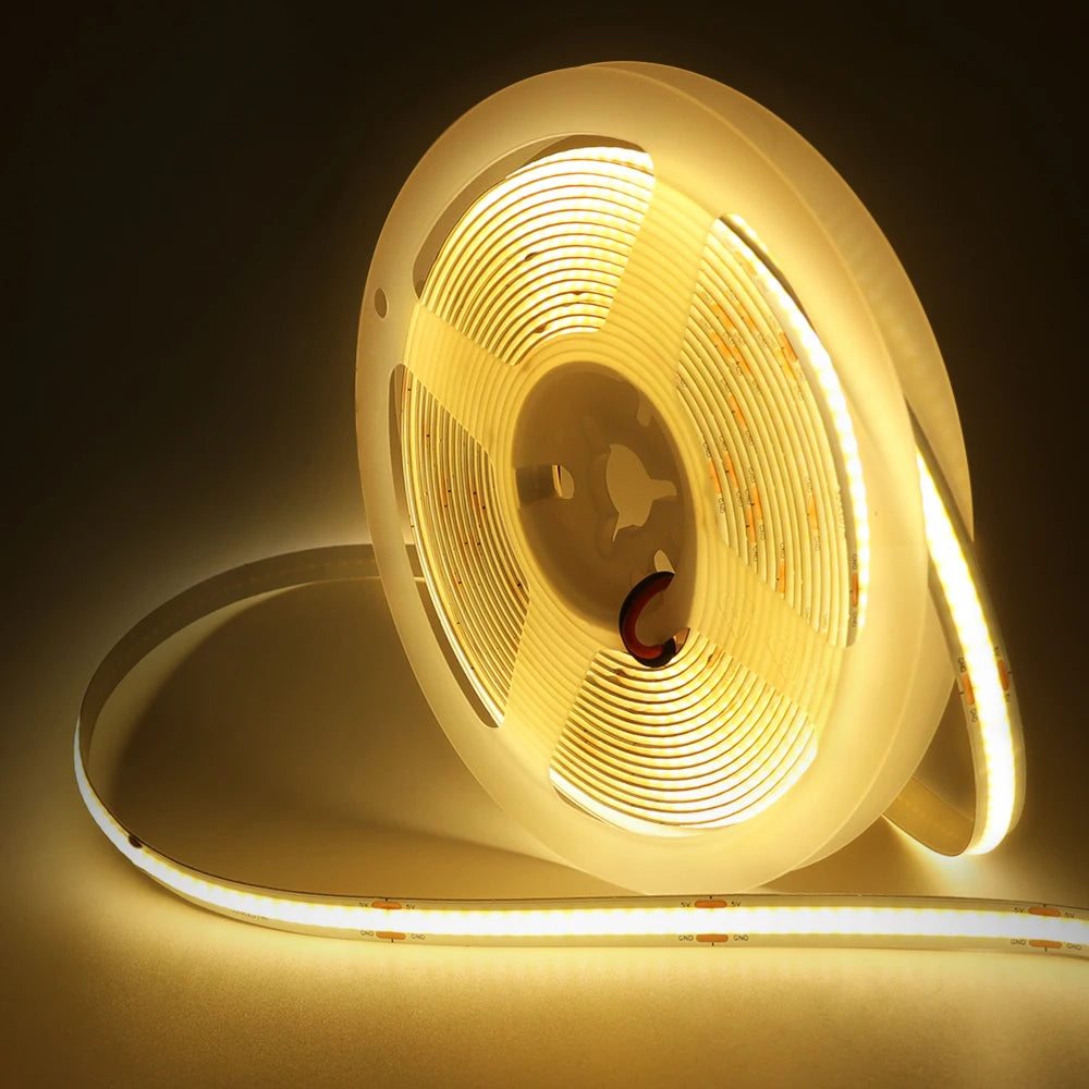 USB COB Şerit Işık 5V | 320 LED/m | Esnek Yapışkanlı Bant | TV Arka Aydınlatma