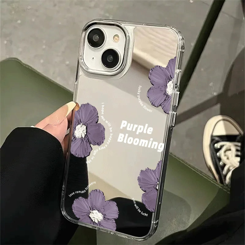 Red Flower Make Up Mirror Phone Case For IPhone 17 17Air 16 15 14 13 12 11 Pro Max XR X XS 7 8 Plus Bumber Cover Case Funda