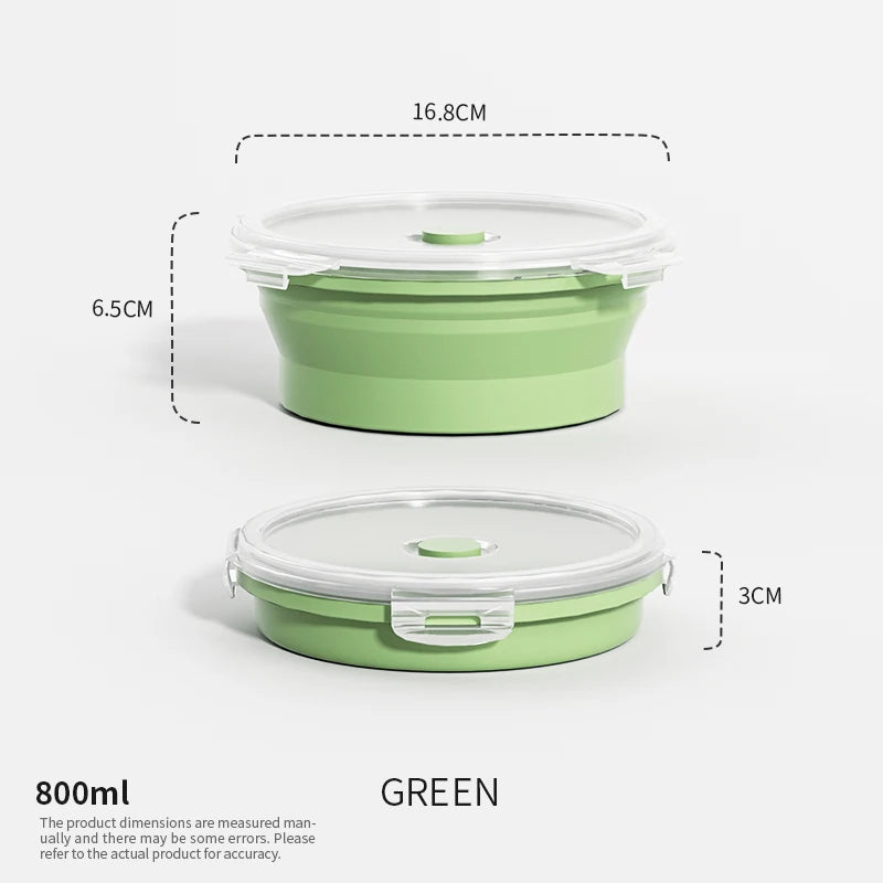 Katlanabilir Silikon Bento Kutusu | Kapakalı | 350ml-1200ml | Dondurucu Uyumlu