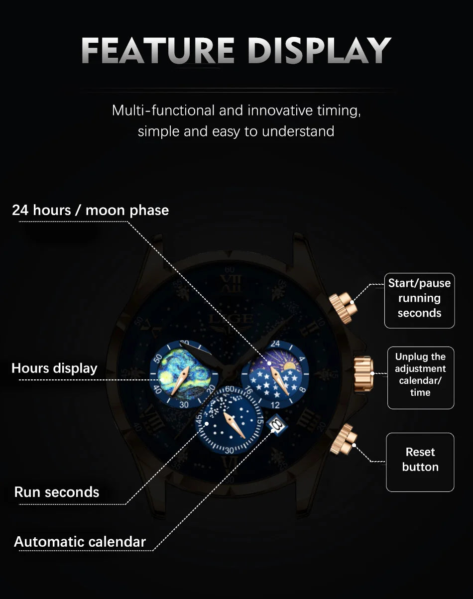LIGE Men Watches Casual Sport Watch Men Luxury Waterproof Date Watches Luminous Chronograph Wristwatch Male Quartz Leather Clock