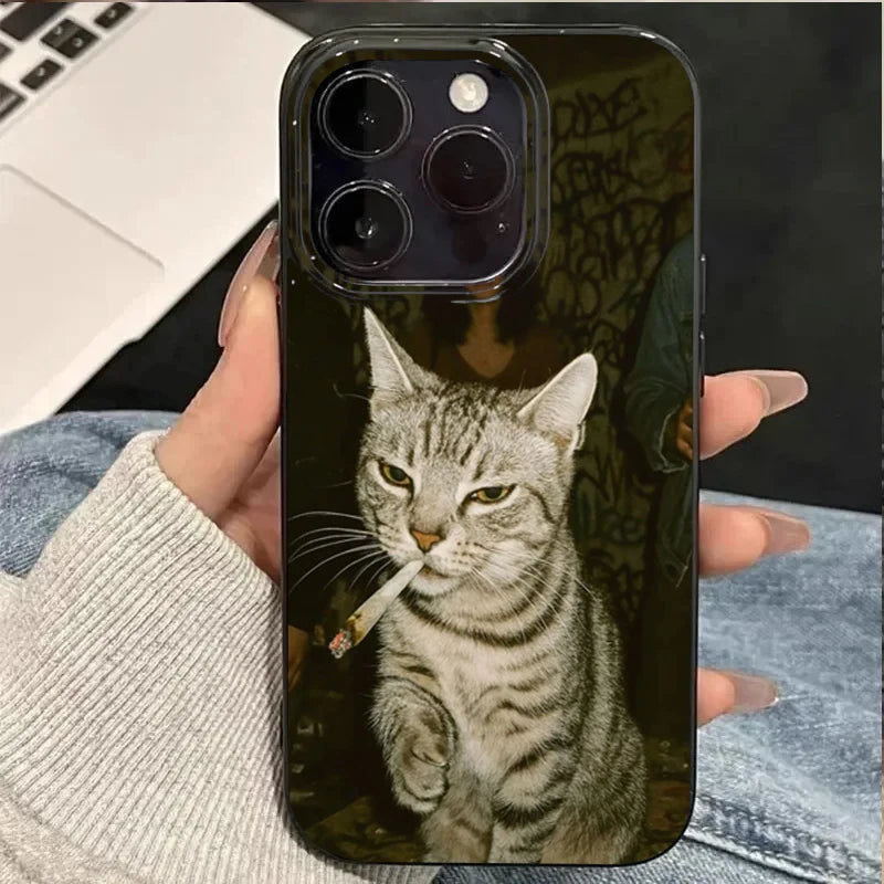iPhone 17-7 Serisi Kedi Desenli Yumuşak Silikon Telefon Kılıfı