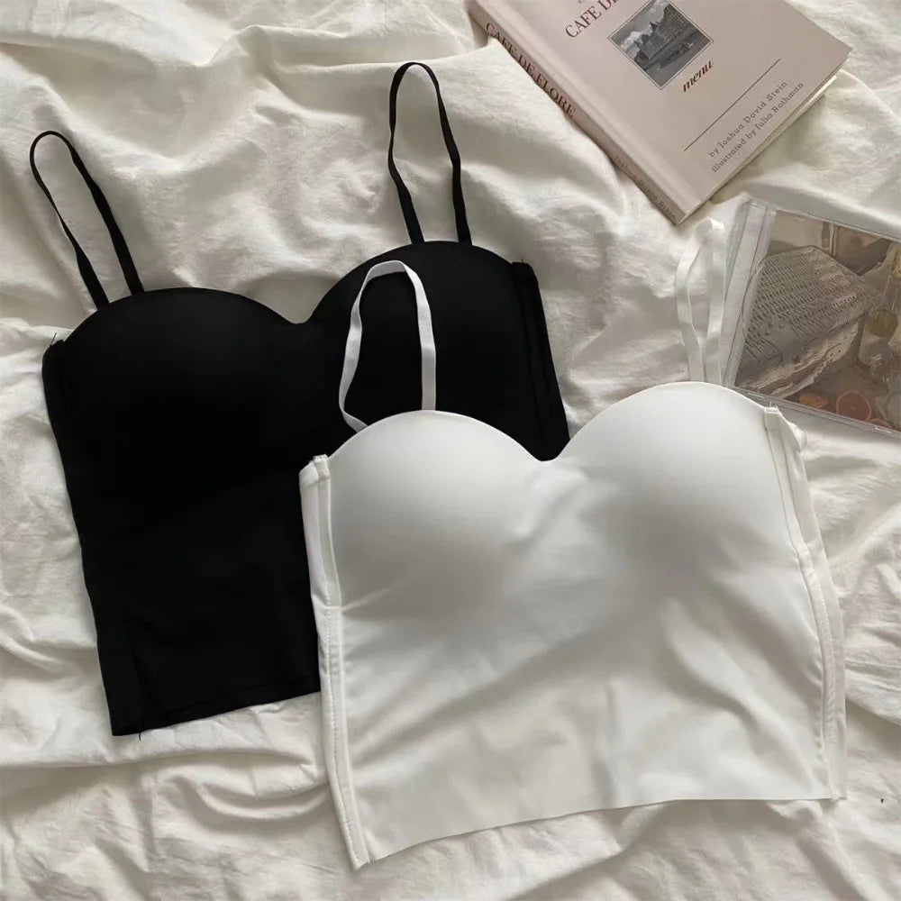 Comfortable Seamless Camisole Ice Silk with Cups Underwear One-piece Tank Top Fitness