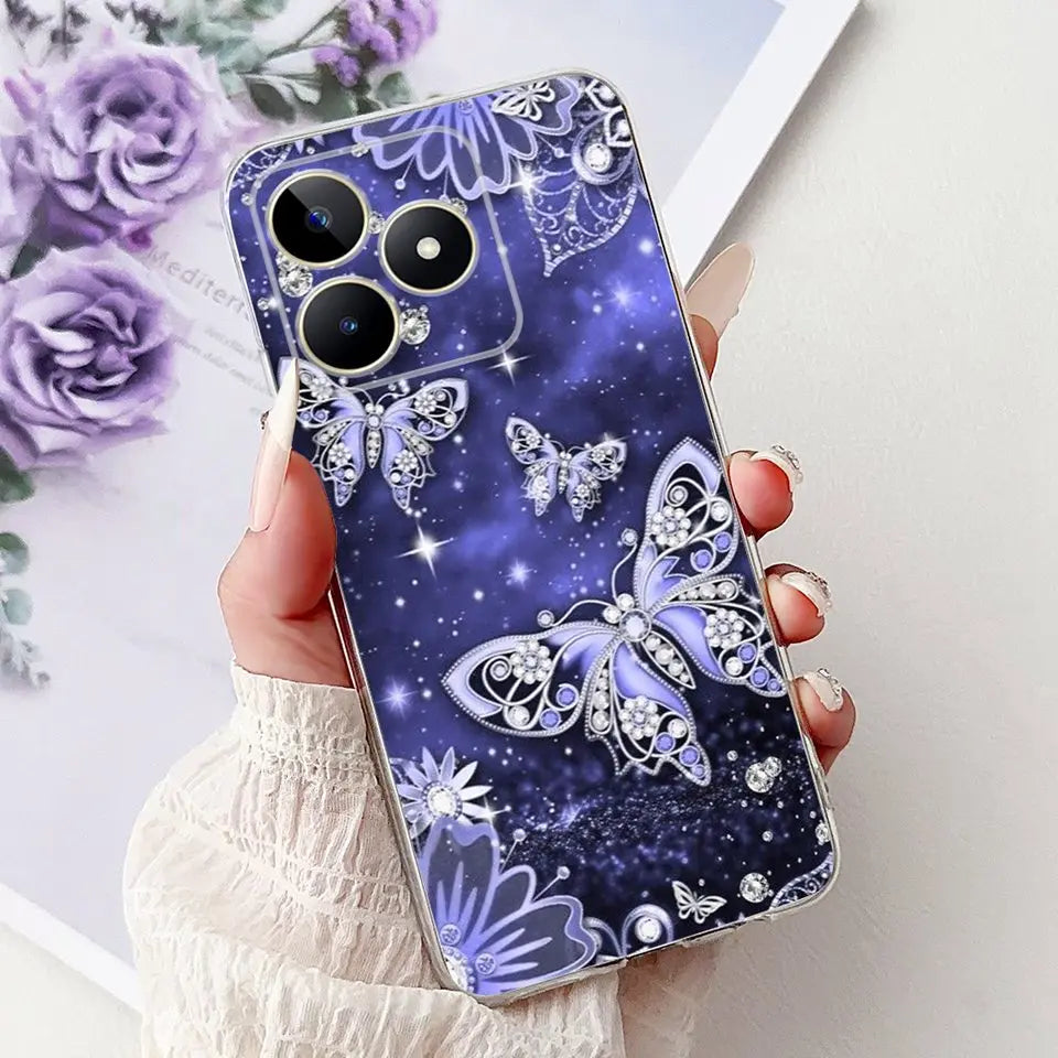Realme C51 / C53 / C55 / C65 / C67 Şeffaf Karikatür Telefon Kılıfı