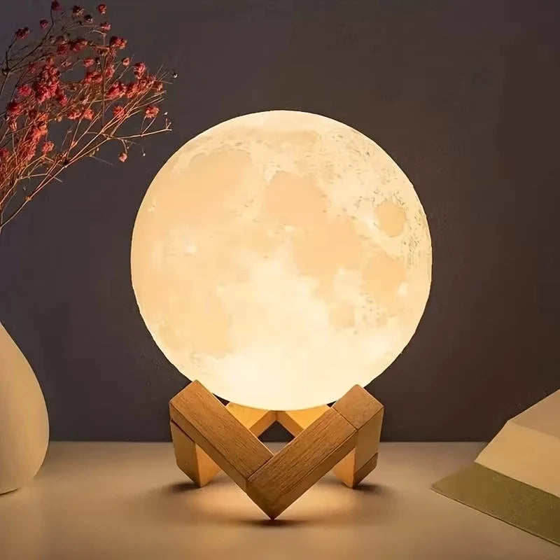 3D Ay Lambası Gece Işığı | Dokunmatik Sensör | Çocuk Odası | Hediye