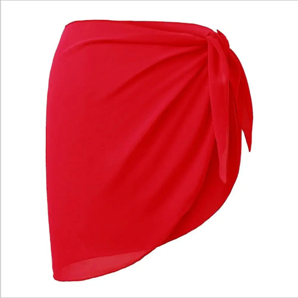 Women Summer Beach Short Sarongs Swimsuit Coverups Bikini Wrap Sheer Short Skirt Chiffon Scarf Cover Ups for Swimwear