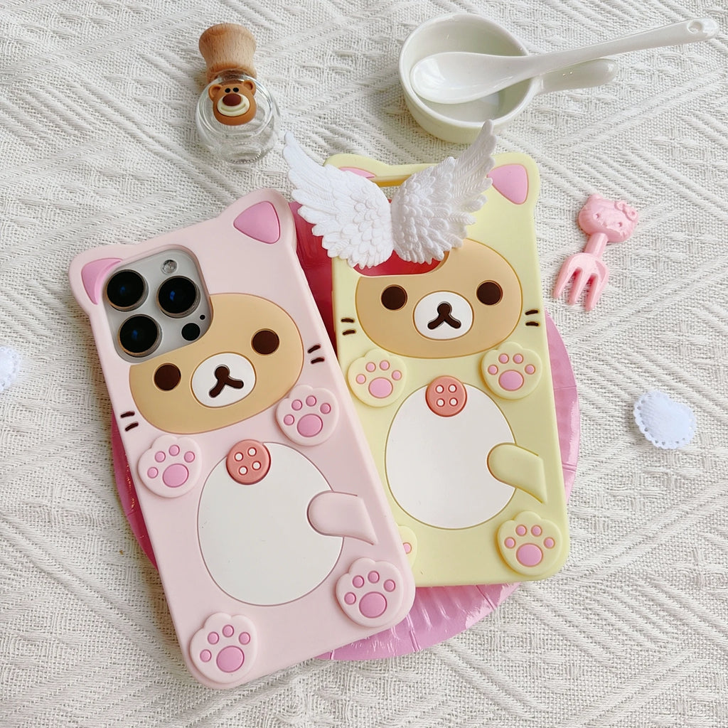Cute Rilakkuma Bear For iPhone 17 16 15 14 13 12 11 Pro Max 5 6 7 8Plus XS XR X 17promax Kawaii Cartoon Silicone Soft Cover Case
