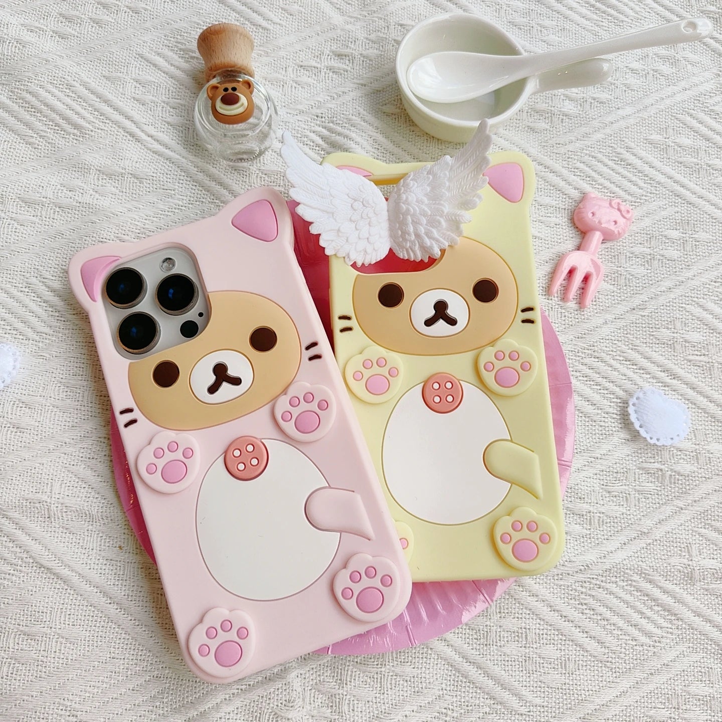 Cute Rilakkuma Bear For iPhone 17 16 15 14 13 12 11 Pro Max 5 6 7 8Plus XS XR X 17promax Kawaii Cartoon Silicone Soft Cover Case