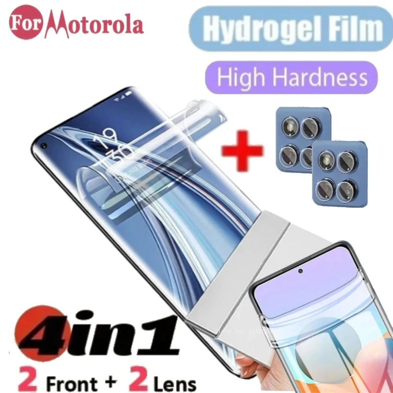Motorola Edge 60/50/40 Serisi 4'ü 1 Arada Hidrojel Ekran Filmi | Lens Koruyucu