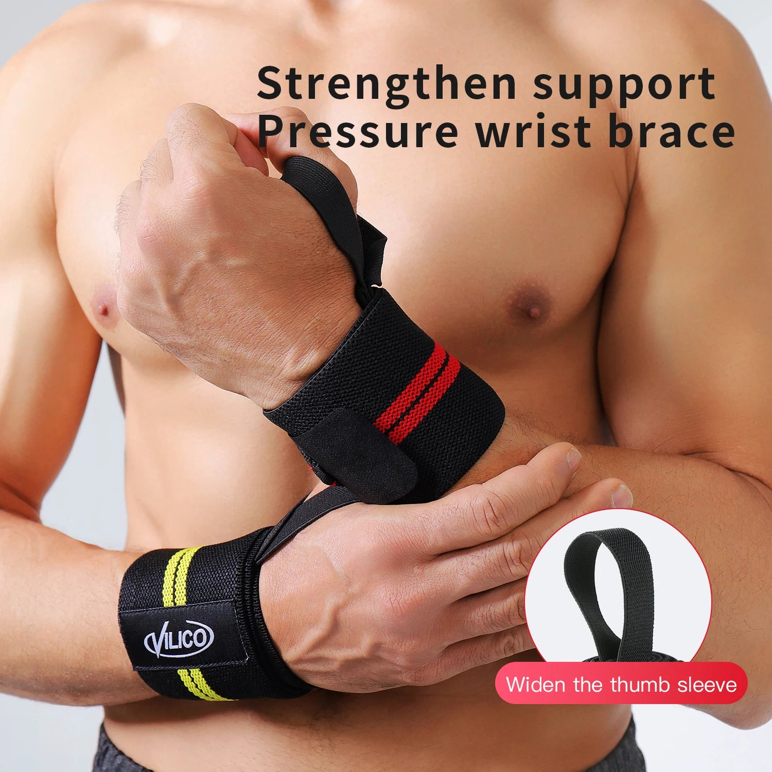 1 PC Wristband Wrist Support Brace Straps Extra Strength Weight Lifting Wrist Wraps Bandage Fitness Gym Training