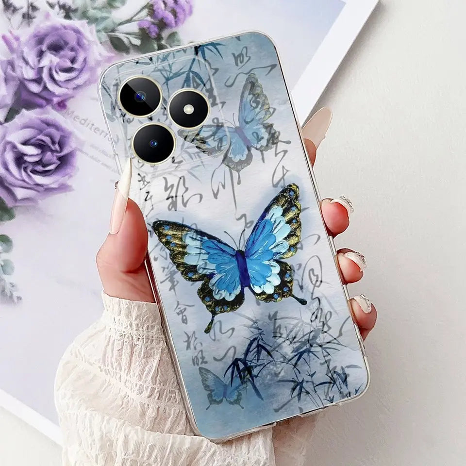 Realme C51 / C53 / C55 / C65 / C67 Şeffaf Karikatür Telefon Kılıfı