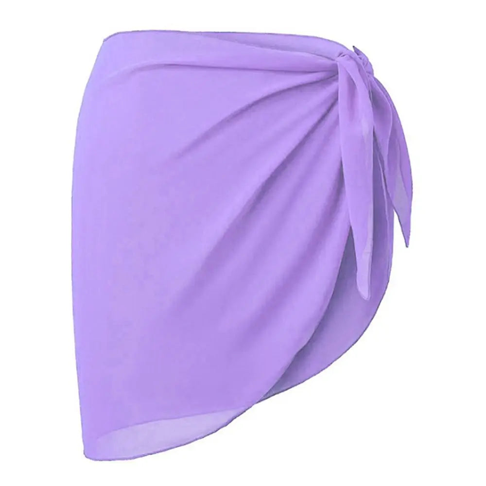 Women Summer Beach Short Sarongs Swimsuit Coverups Bikini Wrap Sheer Short Skirt Chiffon Scarf Cover Ups for Swimwear