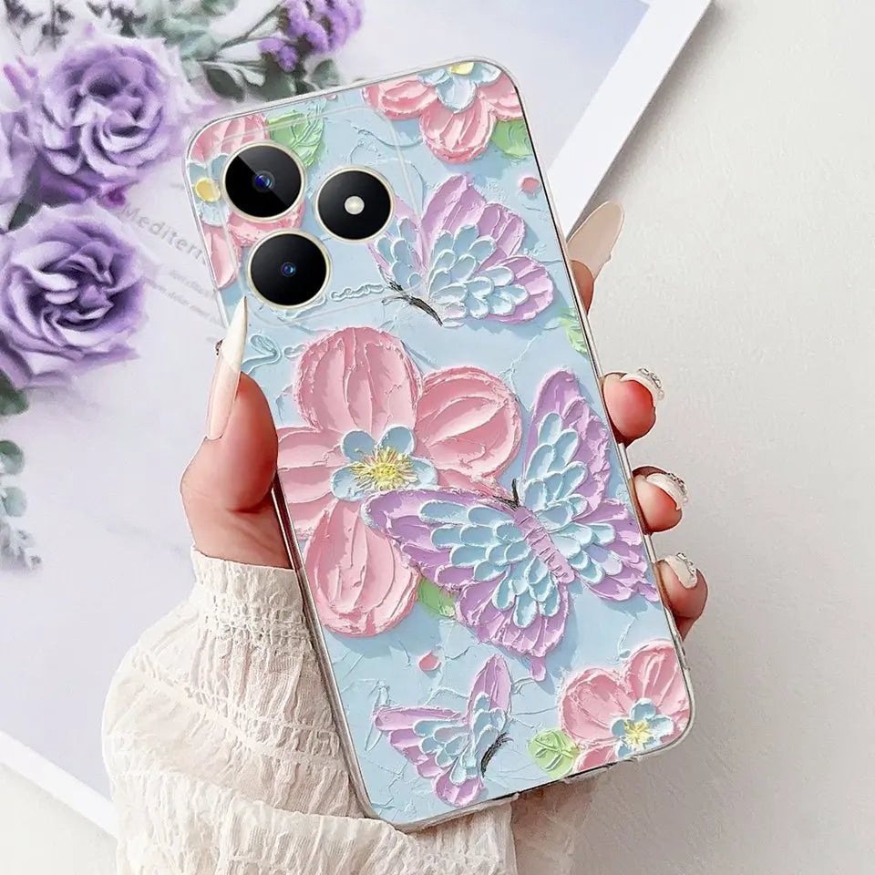 Realme C51 / C53 / C55 / C65 / C67 Şeffaf Karikatür Telefon Kılıfı
