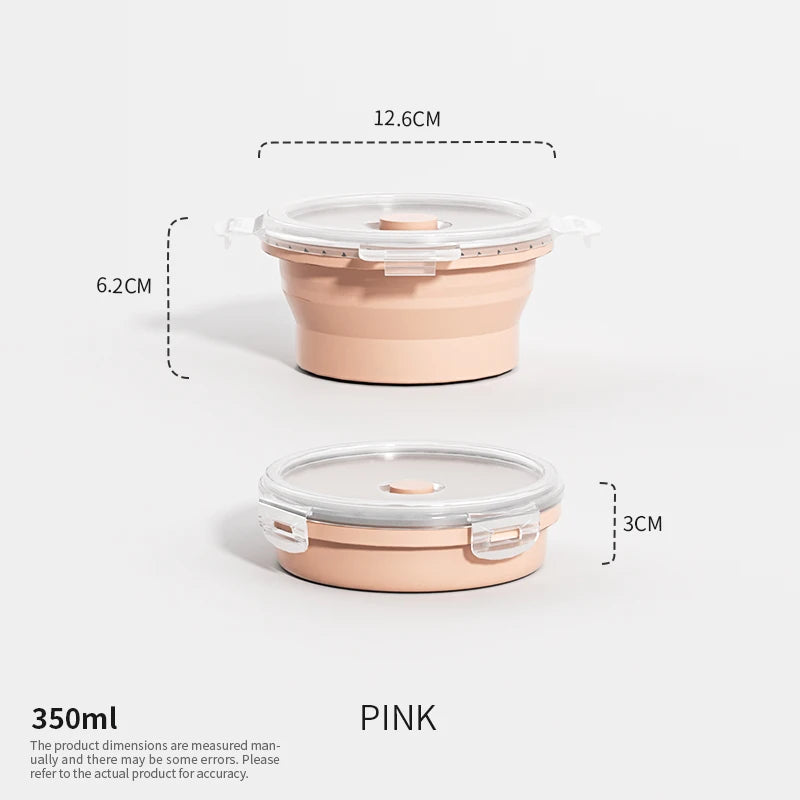 Katlanabilir Silikon Bento Kutusu | Kapakalı | 350ml-1200ml | Dondurucu Uyumlu