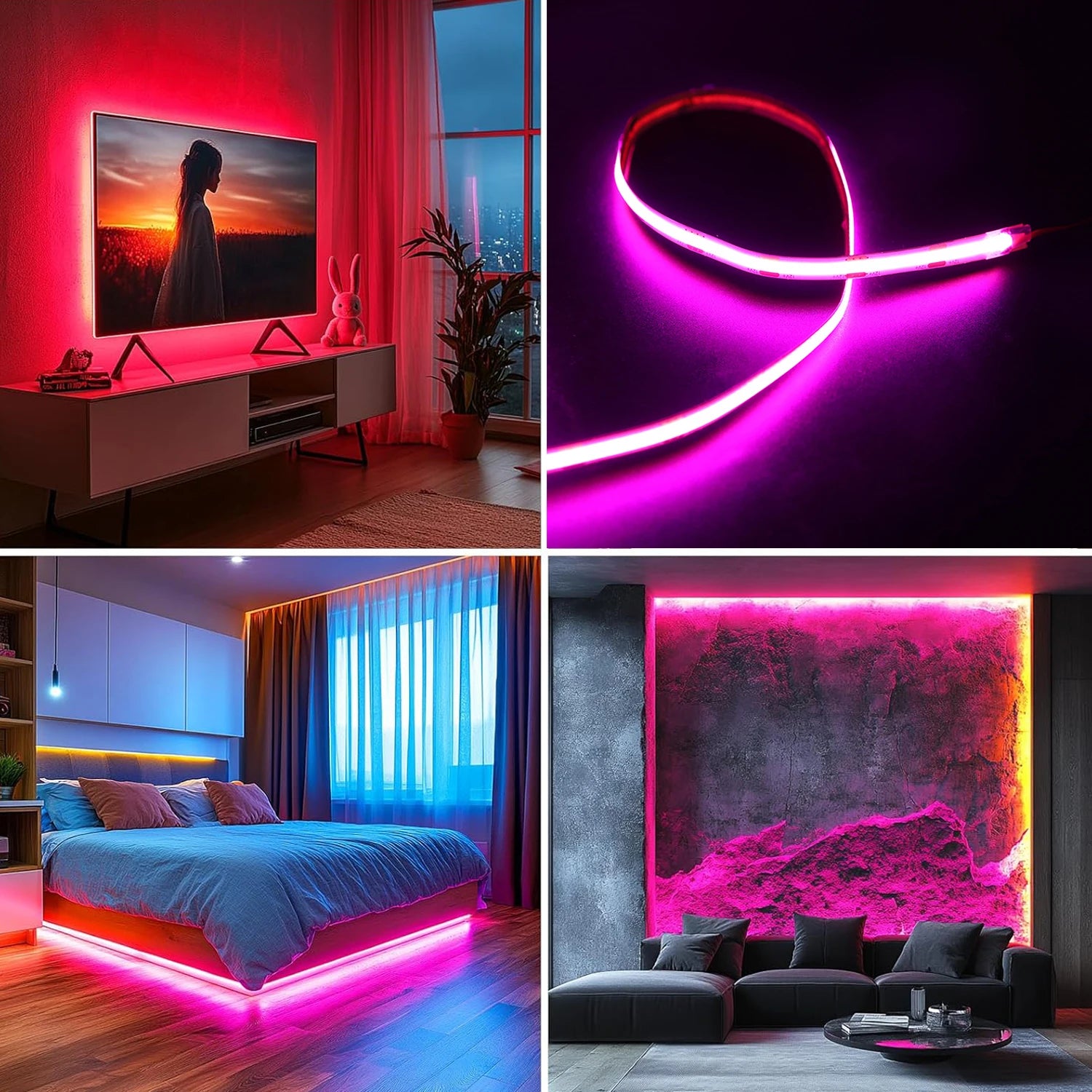5V COB LED Şerit Işık | 3AA Pilli | Esnek Yapışkanlı Bant | Dolap Aydınlatma