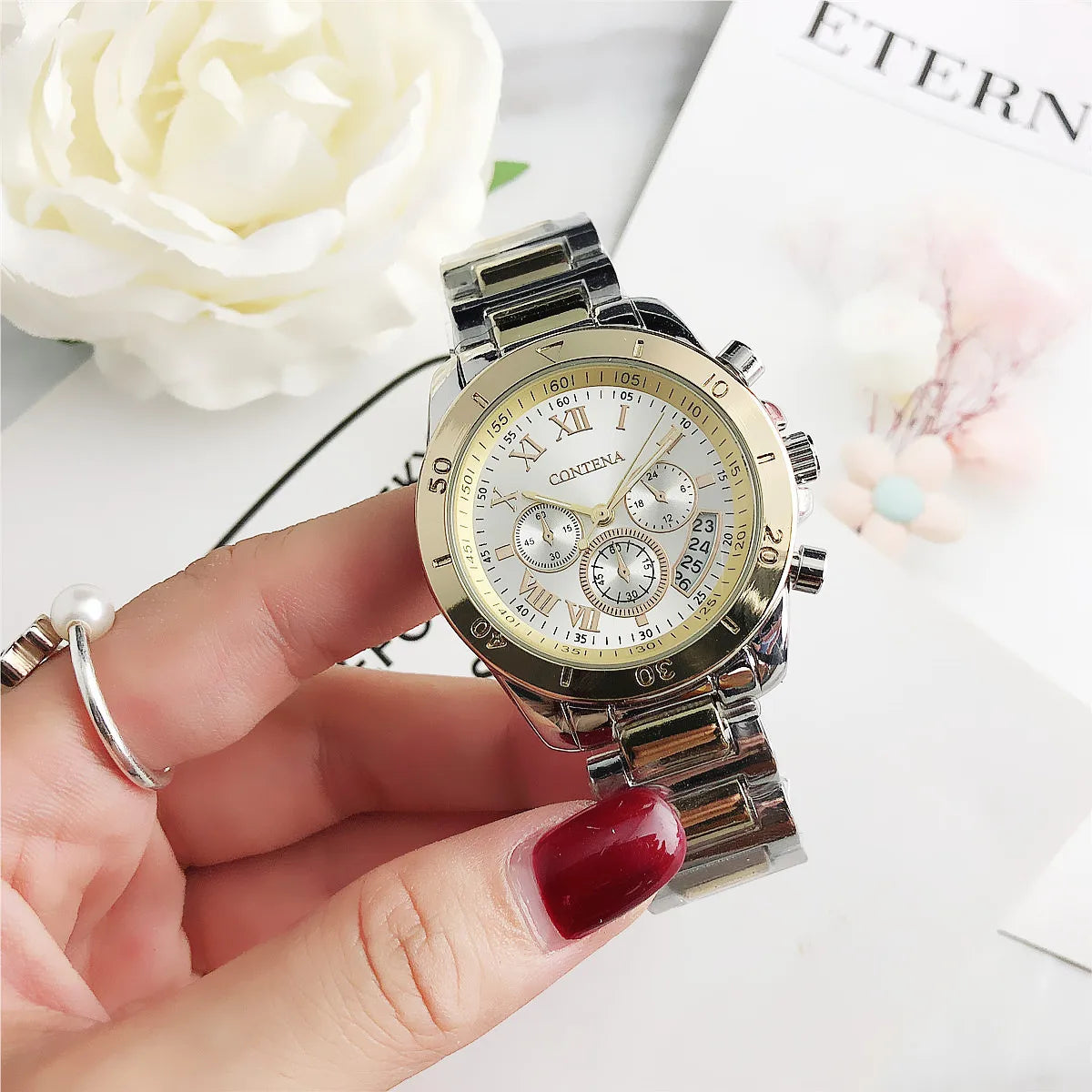 CONTENA Top Brand Luxury Watches for Women Fashion Creative Steel Bracelet Women's Watches Ladies Quartz Watch Reloj Mujer