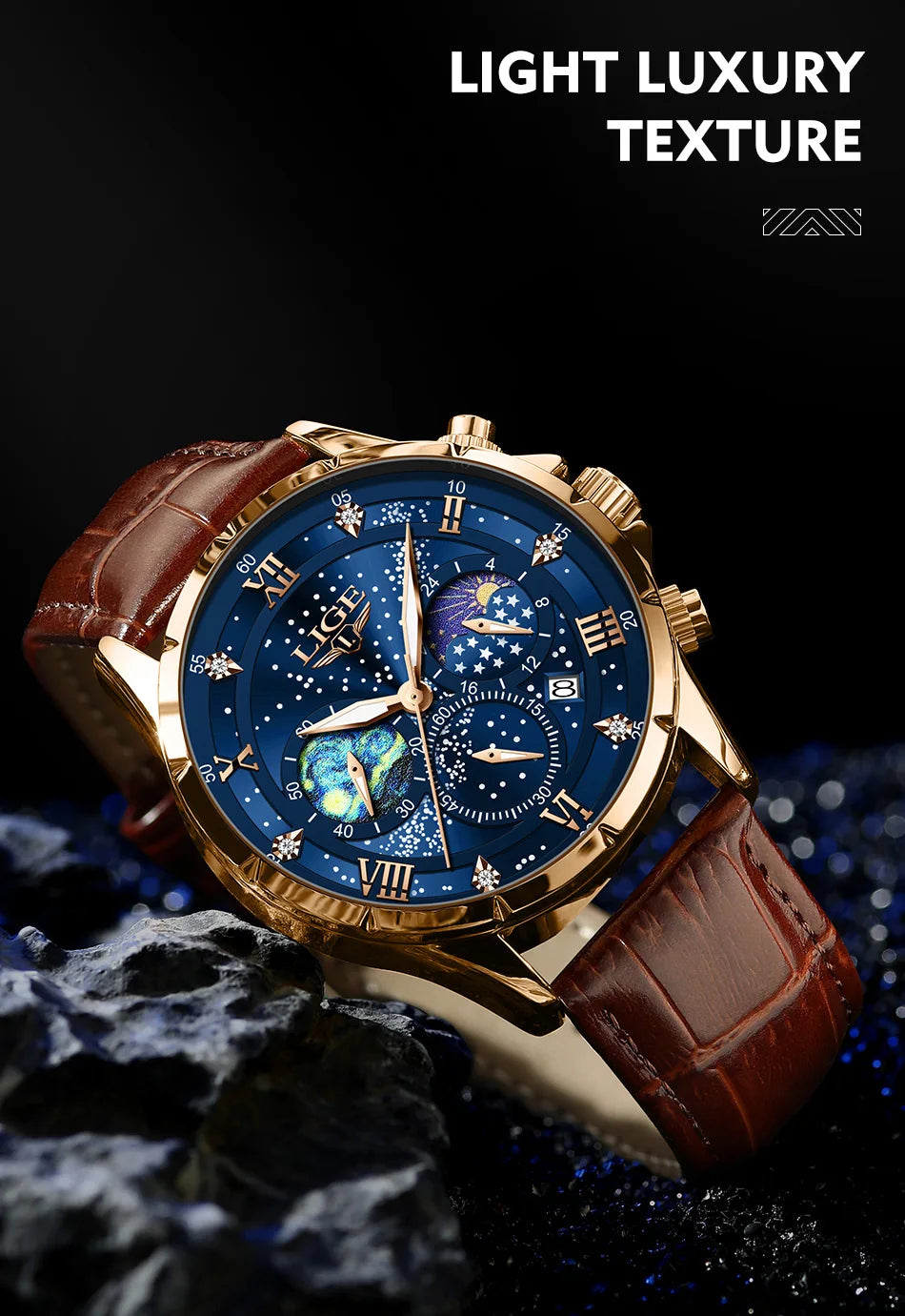 LIGE Men Watches Casual Sport Watch Men Luxury Waterproof Date Watches Luminous Chronograph Wristwatch Male Quartz Leather Clock