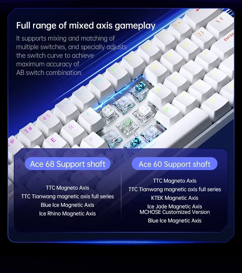 Mchose Ace 68/60 Pro Manyetik Gaming Klavye | 8K Hızlı Tetik | 0.005mm