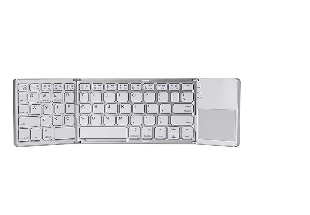 Triple Folding Wireless Keyboard Slim Touchpad Bluetooth Keyboard Rechargeable Foldable Keyboard for Tablet Laptop