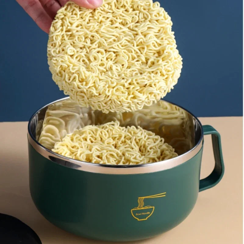 304 Paslanmaz Çelik Ramen Kase | Kapakalı | Isıya Dayanıklı | 1000ml & 1300ml