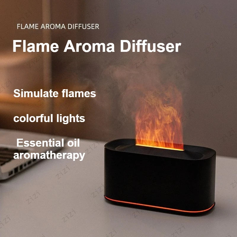 Renkli Alev Efektli Aroma Difüzörü | LED Işıklı Mini Nemlendirici