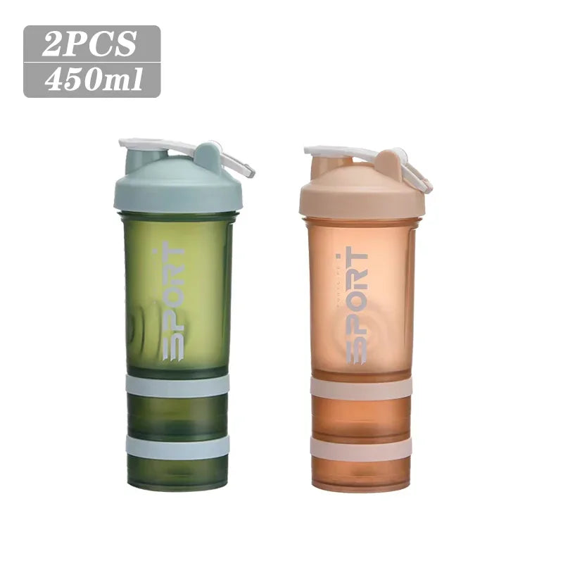 Spor Su Şişesi - 3 Katmanlı Protein Şeyker Sızdırmaz BPA Free