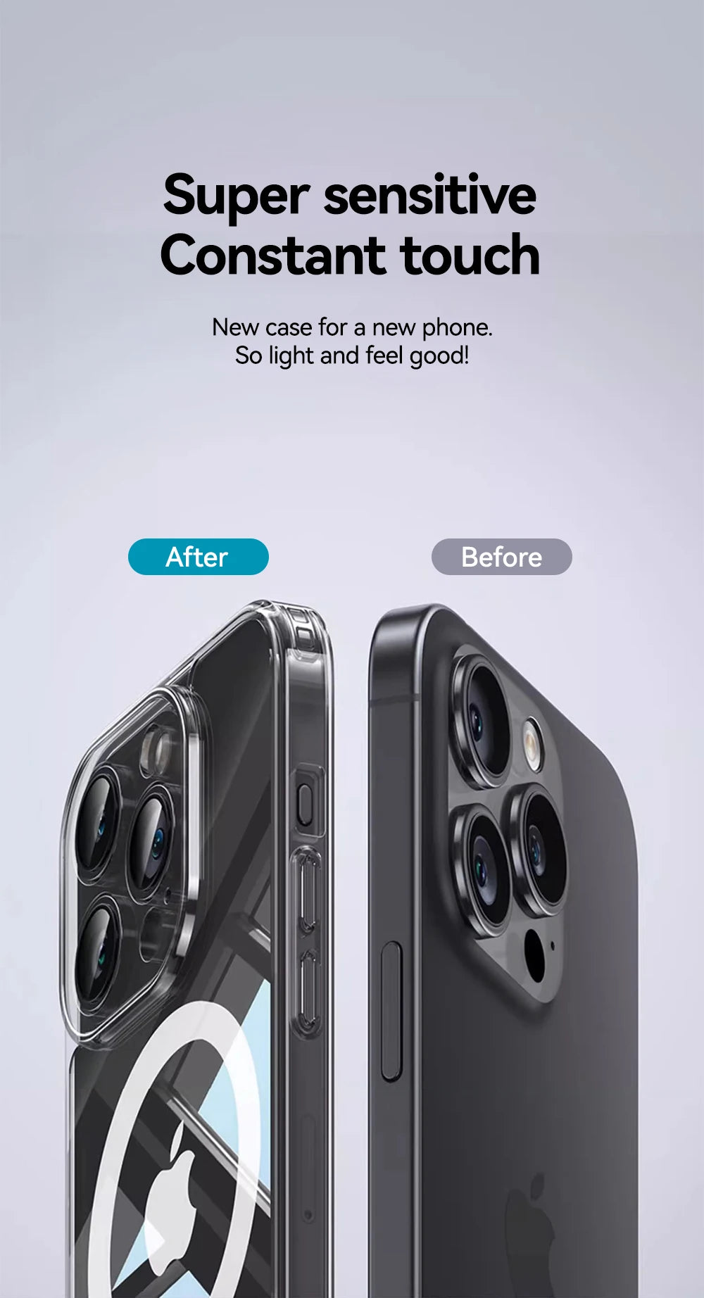 iPhone 16-12 Serisi Manyetik Şeffaf Telefon Kılıfı | Sararmaz | İnce