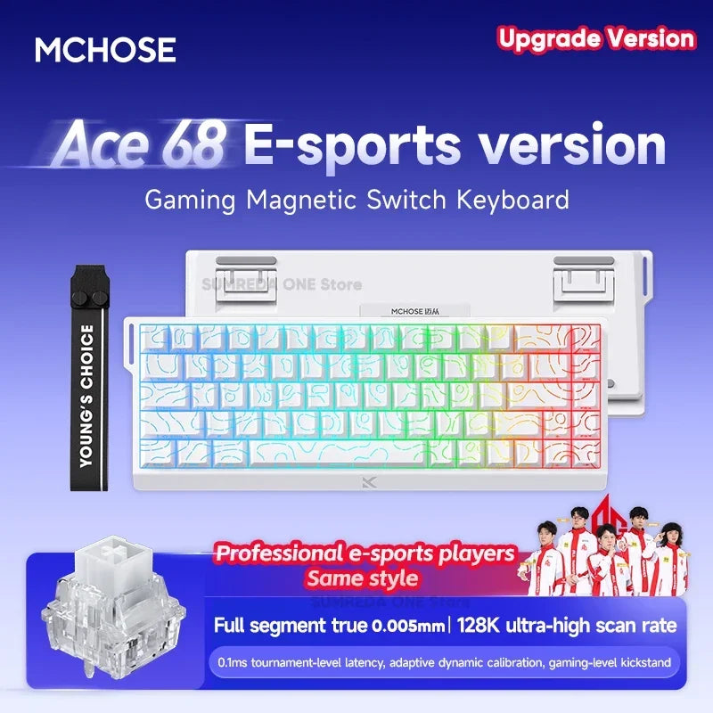 Mchose Ace 68/60 Pro Manyetik Gaming Klavye | 8K Hızlı Tetik | 0.005mm