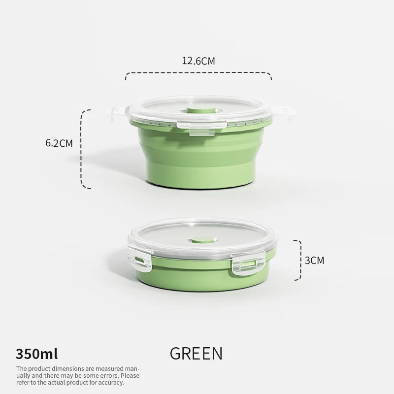 Katlanabilir Silikon Bento Kutusu | Kapakalı | 350ml-1200ml | Dondurucu Uyumlu