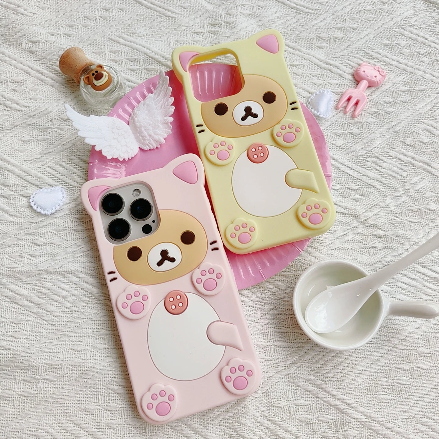 Cute Rilakkuma Bear For iPhone 17 16 15 14 13 12 11 Pro Max 5 6 7 8Plus XS XR X 17promax Kawaii Cartoon Silicone Soft Cover Case
