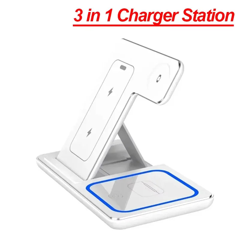 3'ü 1 Arada 30W Katlanabilir Kablosuz Şarj İstasyonu | iPhone & iWatch & AirPods Uyumlu
