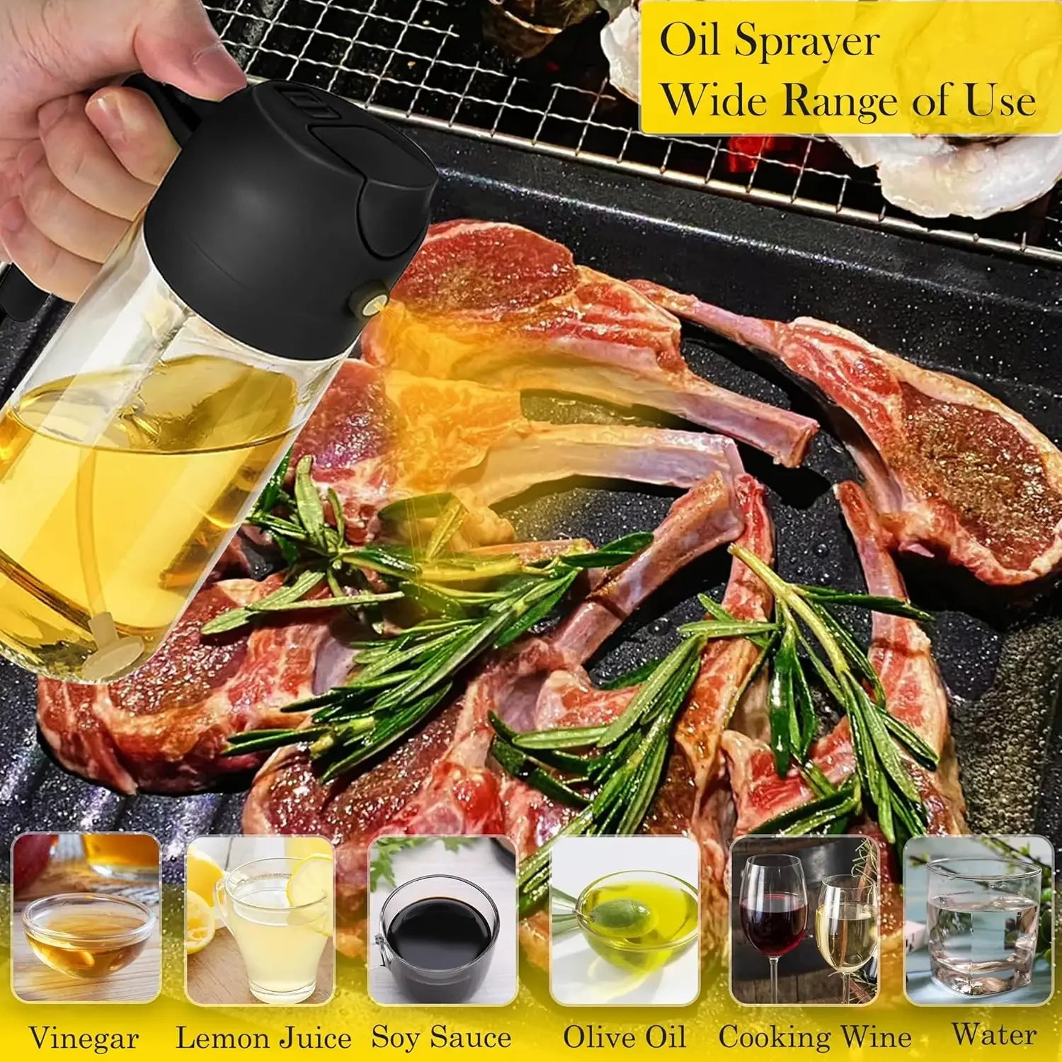 500ml Cam Yağ Sprey Şişesi | Zeytinyağı Dispenseri | BBQ & Pişirme