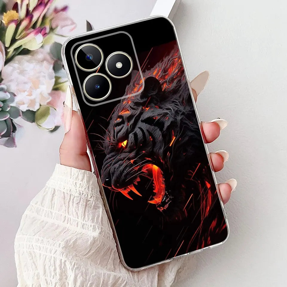 Realme C51 / C53 / C55 / C65 / C67 Şeffaf Karikatür Telefon Kılıfı