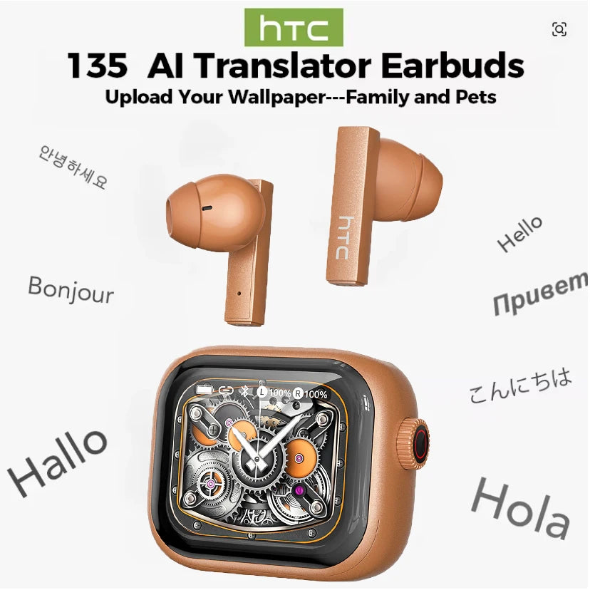 Auriculares Bluetooth TWS HTC NE40 AI Live Translation Earphone BT6.0 LED Display HiFi Sound Wireless Headset 2026 Choice