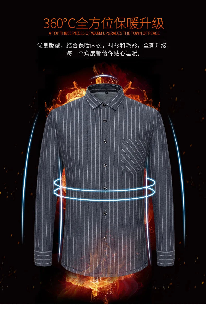 New 2025 Men's Warm Long Sleeve Plaid Design Shirt Autumn Winter Fleece and Thick Warm Men's Casual Shirts Large Size Shirt 5XL