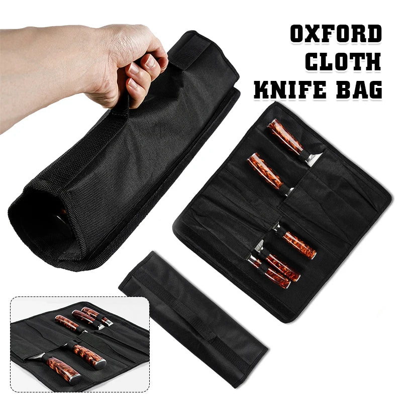 Mutfak Bıçak Çantası | 5 Cüpli | Oxford Kumaş | Taşınabilir Rulo Çanta