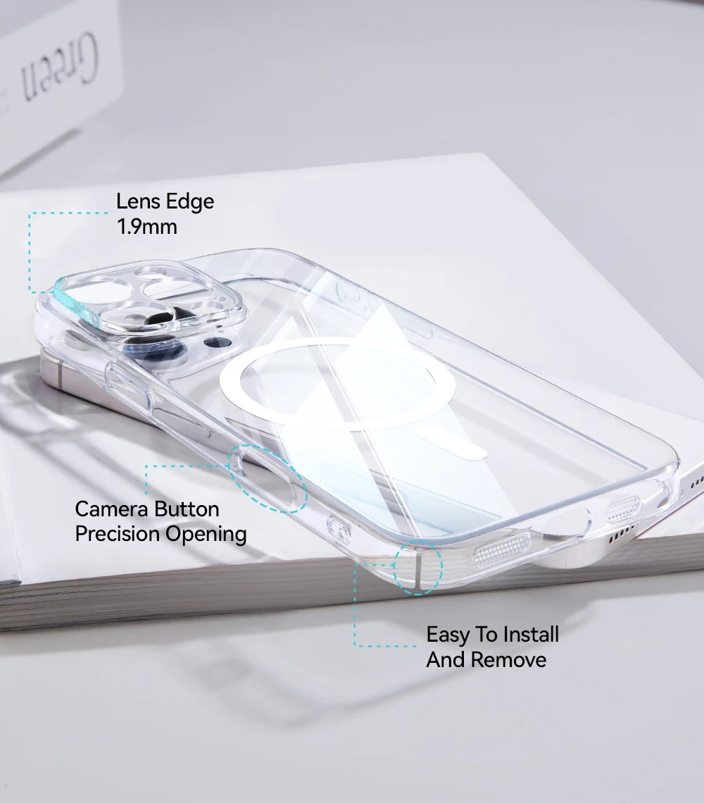 iPhone 16-12 Serisi Manyetik Şeffaf Telefon Kılıfı | Sararmaz | İnce