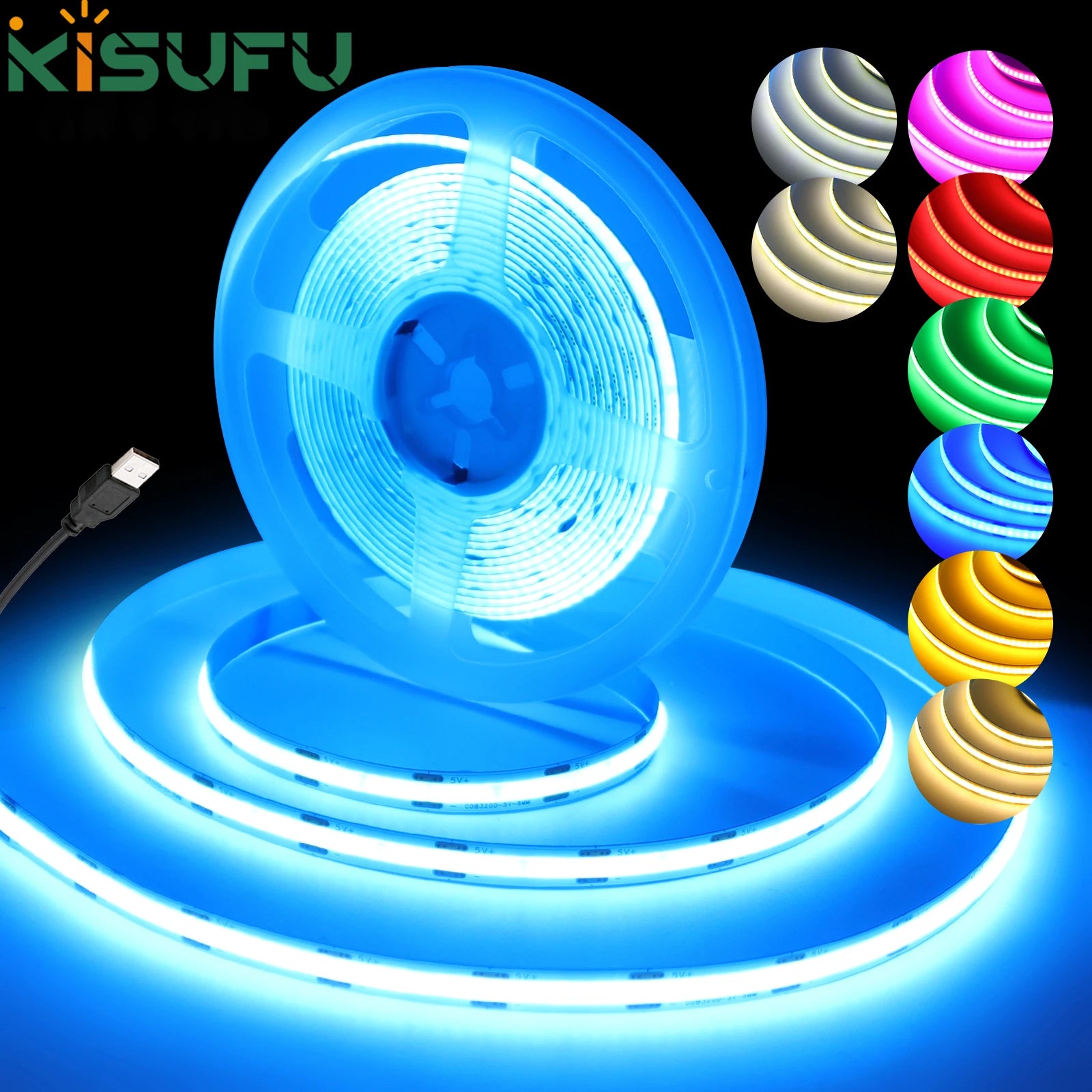 USB COB Strip Light 5V | 320 LED/m | Flexible Adhesive Tape | TV Backlighting