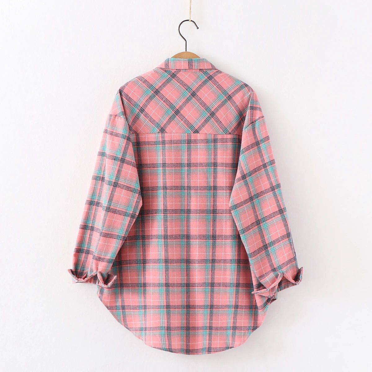 Fresh Flannel Plaid Shirt Women 2026 New Female Blouses and Tops Cotton Loose Long Sleeve Casual Shirts Fine Women's Clothes