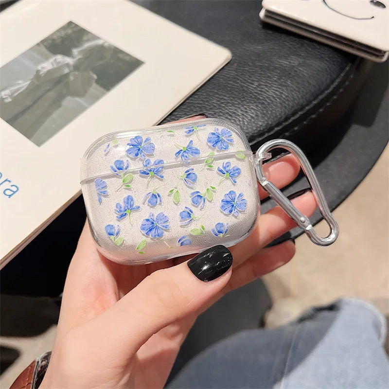 AirPods Pro 2 / 1 / 3 / 4 Simli Çiçek Desenli Kılıf | Anahtarlık