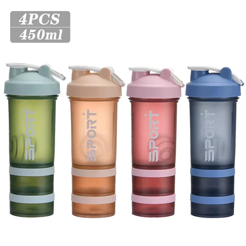 Spor Su Şişesi - 3 Katmanlı Protein Şeyker Sızdırmaz BPA Free