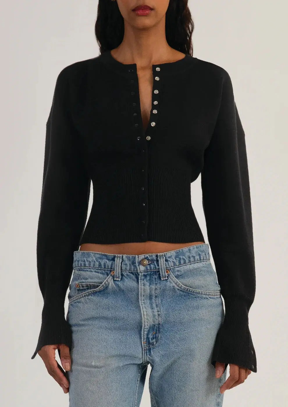 Women Knitted Cardigan Sweaters Solid Short Jumpers Round Neck Long Sleeves Single Breasted Empire Waist Slim 2026 Autumn Winter