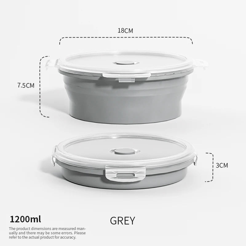 Katlanabilir Silikon Bento Kutusu | Kapakalı | 350ml-1200ml | Dondurucu Uyumlu