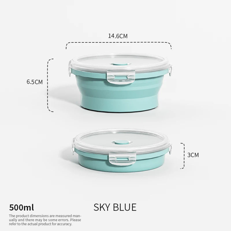 Katlanabilir Silikon Bento Kutusu | Kapakalı | 350ml-1200ml | Dondurucu Uyumlu