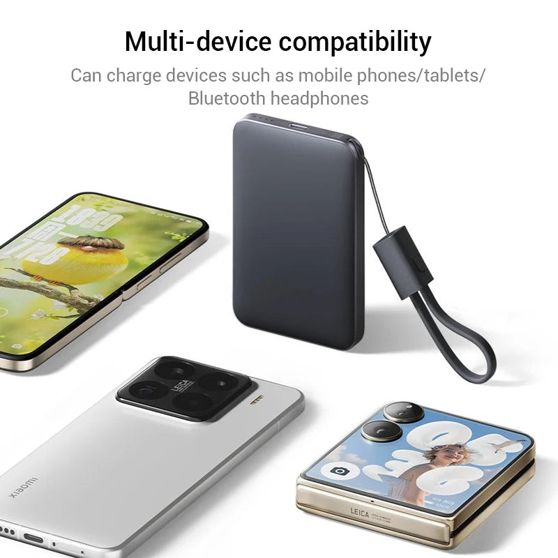 Xiaomi Ultra İnce Power Bank 5000mAh | 22.5W Hızlı Şarj | Dahili Kablo | PB0522S