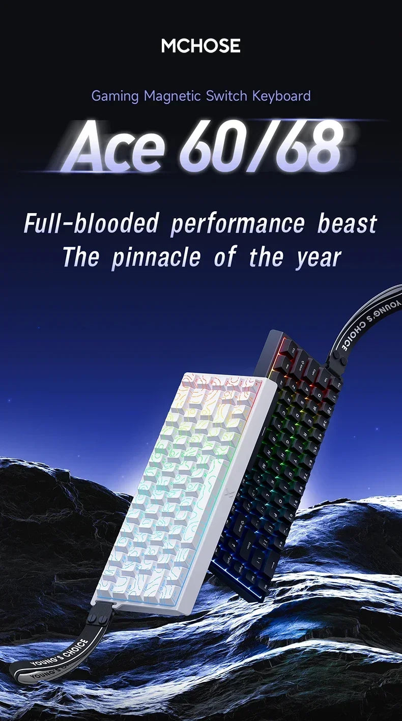 Mchose Ace 68/60 Pro Manyetik Gaming Klavye | 8K Hızlı Tetik | 0.005mm