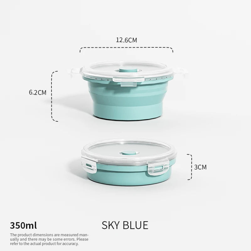 Katlanabilir Silikon Bento Kutusu | Kapakalı | 350ml-1200ml | Dondurucu Uyumlu