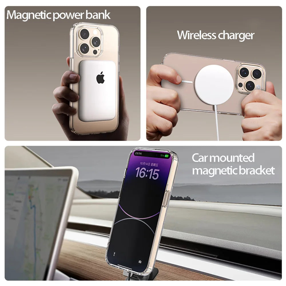 iPhone 17-11 Serisi MagSafe Uyumlu Şeffaf Manyetik Kılıf | Kablosuz Şarj