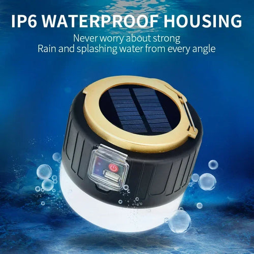 1000W Solar LED Kamp Lambası | USB Şarjlı | Acil Durum Feneri